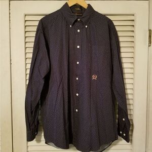 Tommy Hilfiger Navy White Polka Dot Button Down L